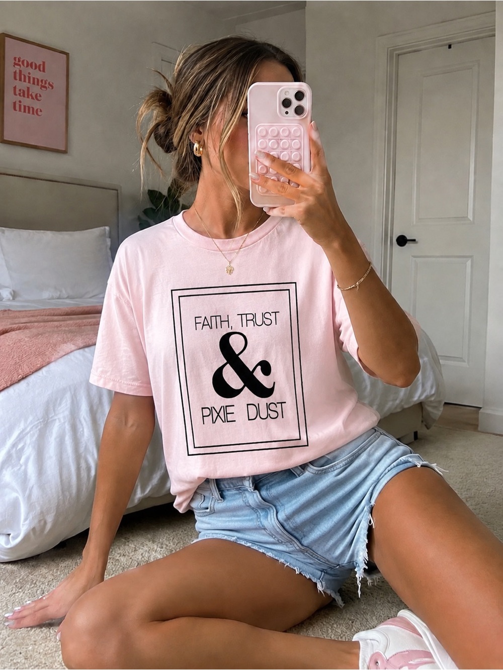 Disney Inspired Faith Trust & Pixie Dust Pink T-Shirt